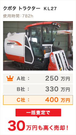 クボタ トラクターの査定結果
